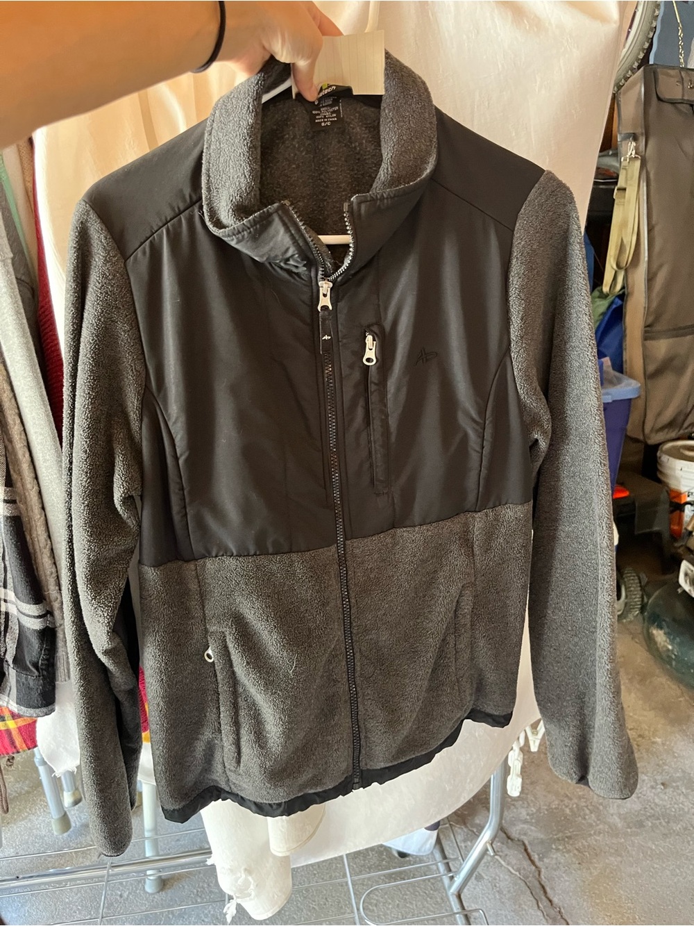 Athletech Men's Two-Tone Black and Gray Performance Fleece Jacket